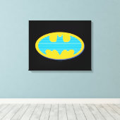 Batman | Cyaan Stripesymbool Canvas Afdruk (Insitu (Houten vloer))
