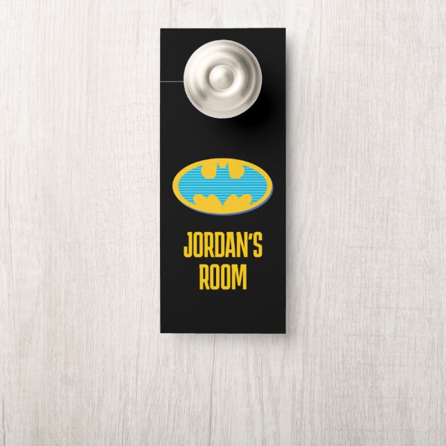 Batman | Cyaan Stripesymbool Deurhanger (Op knop)
