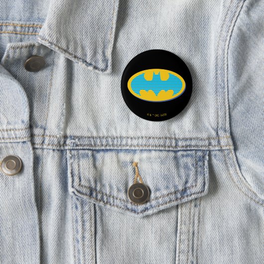 Batman | Cyaan Stripesymbool Ronde Button 5,7 Cm (In situ)