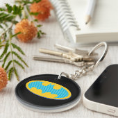 Batman | Cyaan Stripesymbool Sleutelhanger (Voorkant Rechts)