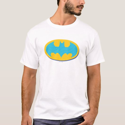 Batman | Cyan Stripes Symbol T-shirt (Voorkant)