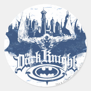Batman Dark Knight Cityscape Blue Logo Ronde Sticker