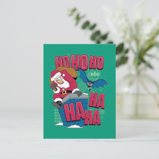 Batman | De joker Santa Claus klimt uit Chimney Feestdagenkaart (Staand voorkant)