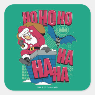 Batman   De joker Santa Claus klimt uit Chimney Vierkante Sticker