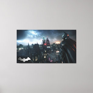 Batman die over de stad kijkt canvas afdruk