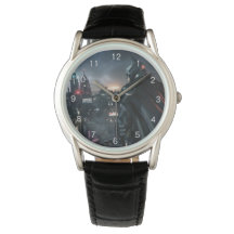 Batman die over de stad kijkt