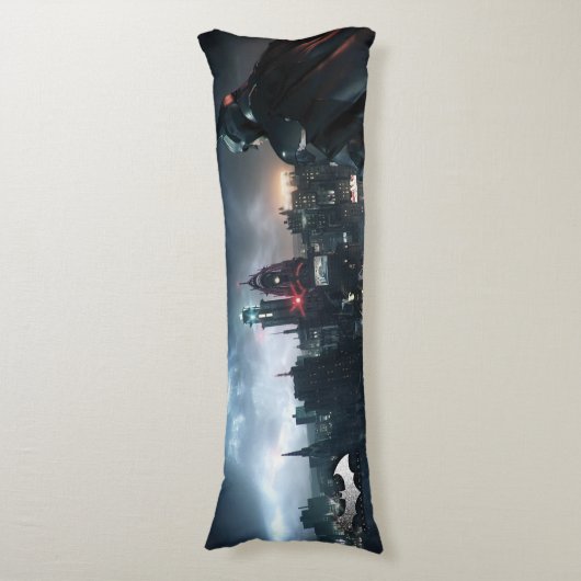 Batman die over de stad kijkt lichaamskussen (Voorkant Verticaal)