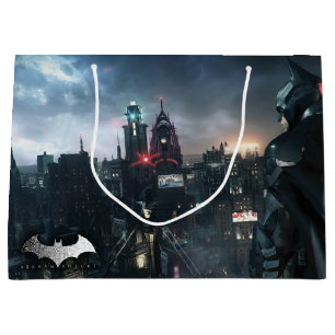 Batman die over de stad uitkijkt groot cadeauzakje