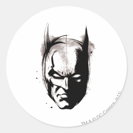 Batman Drawn Face Ronde Sticker (Voorkant)