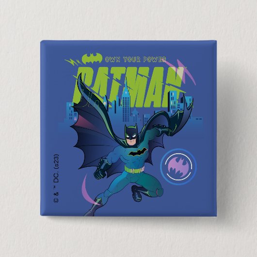 Batman "Eigen kracht" City Grafisch Vierkante Button 5,1 Cm (Voorkant)