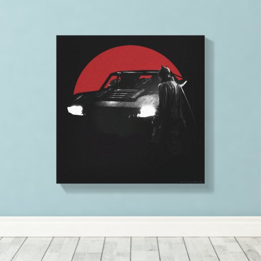 Batman en Batmobile Canvas Afdruk (Insitu (Houten vloer))
