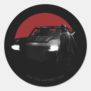 Batman en Batmobile Ronde Sticker