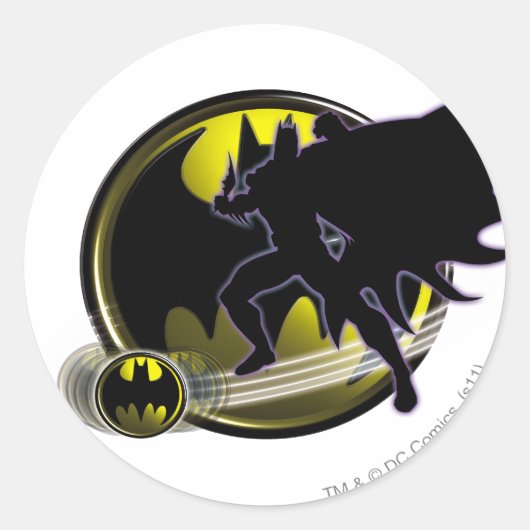 Batman en Circle Logo Ronde Sticker (Voorkant)