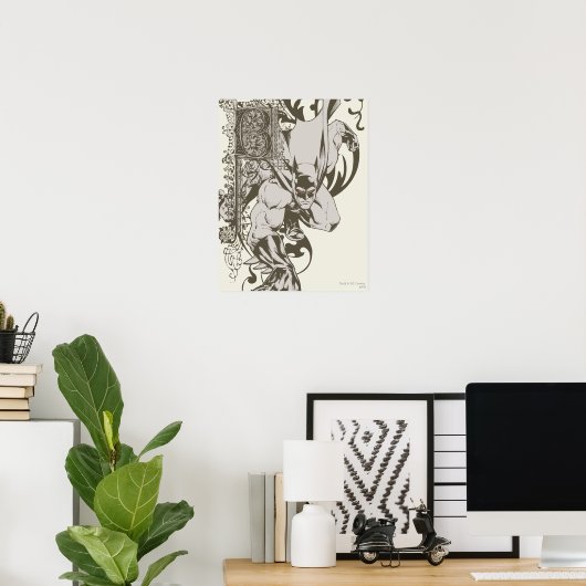 Batman en gedecormeerde letter B Poster (Thuiskantoor)