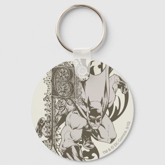 Batman en gedecormeerde letter B Sleutelhanger (Voorkant)