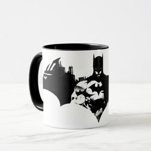 Batman en Gotham Silhouette Bat Logo Mok (Voorkant links)