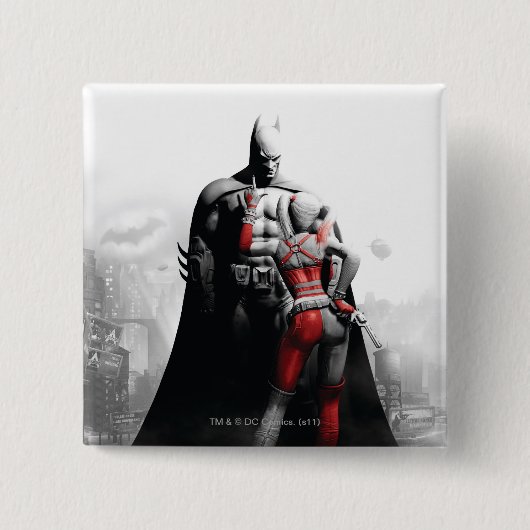 Batman en Harley Vierkante Button 5,1 Cm (Voorkant)