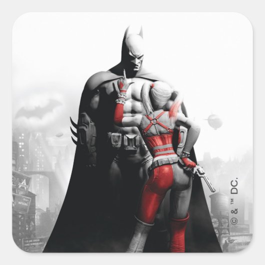 Batman en Harley Vierkante Sticker (Voorkant)