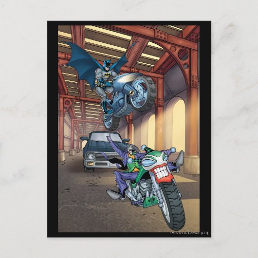 Batman en Joker - Rijdende motorfietsen Briefkaart (Voorkant)