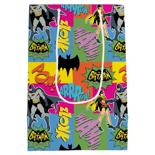 Batman en Robin Action Pattern Medium Cadeauzakje (Achterkant)