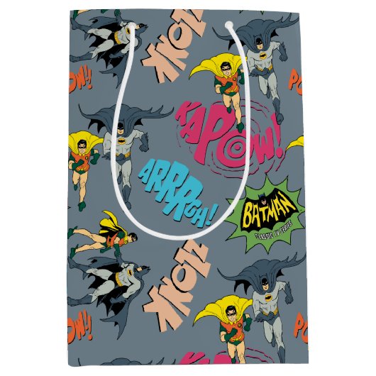 Batman en Robin Action Pattern Medium Cadeauzakje (Voorkant)