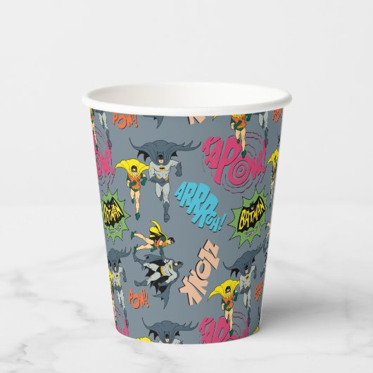 Batman en Robin Action Pattern Papieren Bekers (Achterkant)