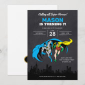 Batman en Robin - Gotham City | Chalkboard Birthda Kaart (Voorkant / Achterkant)