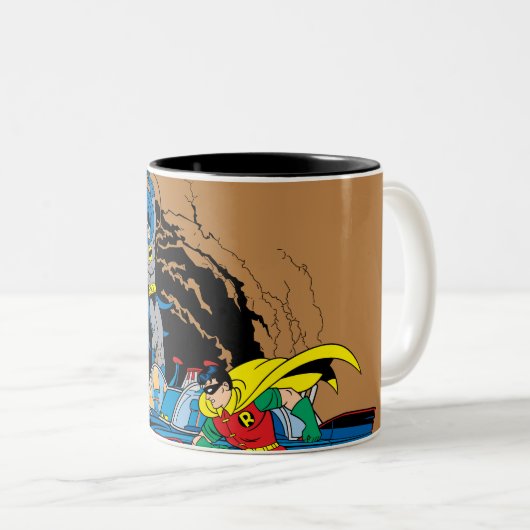 Batman en Robin in Batcave Tweekleurige Koffiemok (Voorkant rechts)