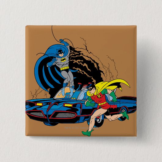 Batman en Robin in Batcave Vierkante Button 5,1 Cm (Voorkant)