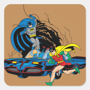 Batman en Robin in Batcave Vierkante Sticker