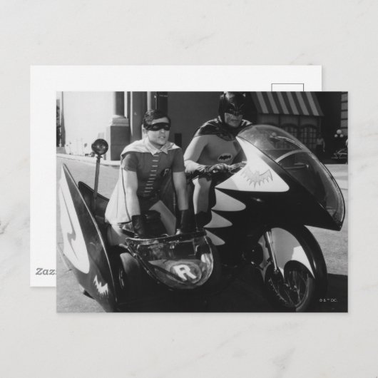 Batman en Robin in Batcycle Briefkaart (Voorkant / Achterkant)