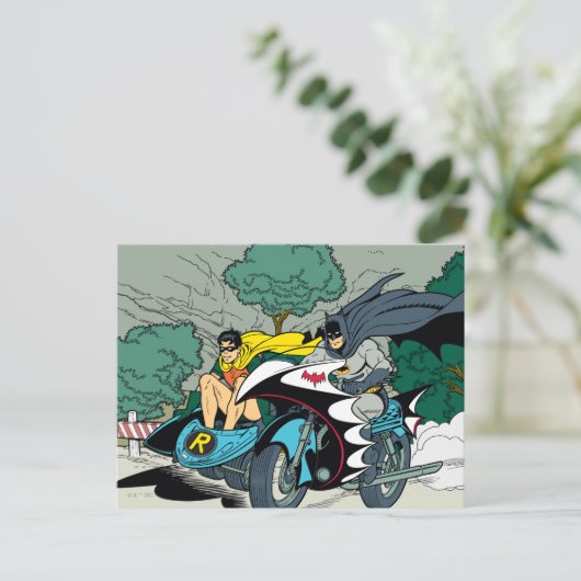 Batman en Robin in Batcycle Briefkaart (Staand voorkant)
