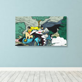 Batman en Robin in Batcycle Canvas Afdruk (Insitu (Houten vloer))