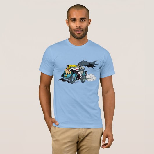 Batman en Robin in Batcycle T-shirt (Voorkant volledig)