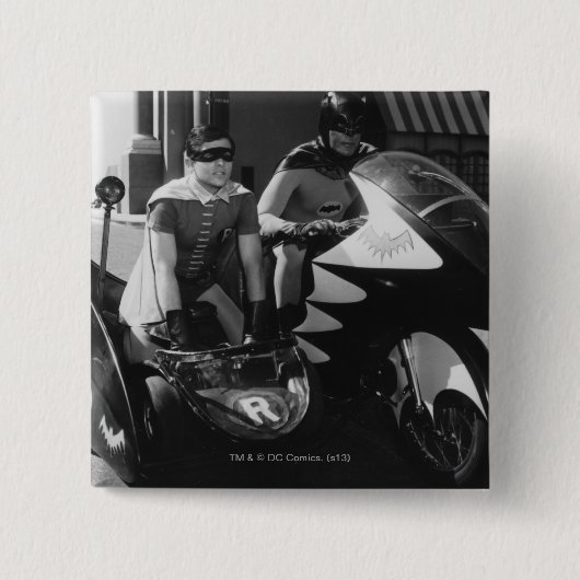 Batman en Robin in Batcycle Vierkante Button 5,1 Cm (Voorkant)