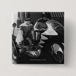 Batman en Robin in Batcycle Vierkante Button 5,1 Cm