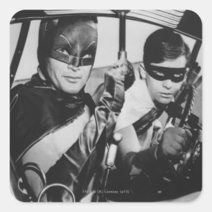 Batman en Robin In Batmobile Vierkante Sticker
