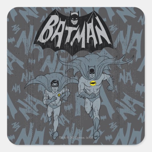 Batman en Robin met Logo-depressie Vierkante Sticker (Voorkant)