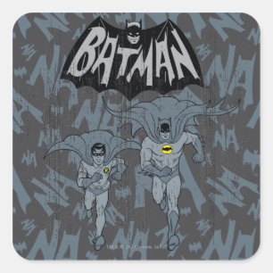 Batman en Robin met Logo-depressie Vierkante Sticker