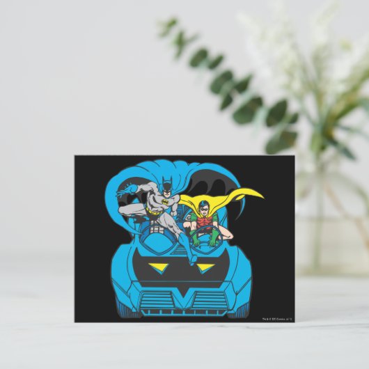 Batman en Robin Ride Batmobile Briefkaart (Staand voorkant)