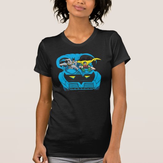 Batman en Robin Ride Batmobile T-shirt (Voorkant)