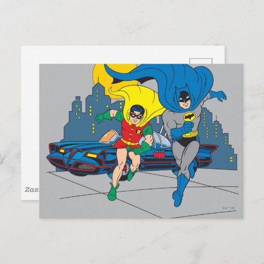 Batman en Robin Running Briefkaart (Voorkant / Achterkant)