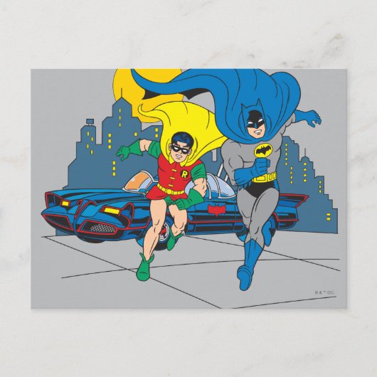 Batman en Robin Running Briefkaart (Voorkant)