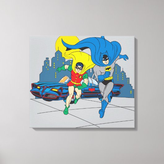 Batman en Robin Running Canvas Afdruk (Voorkant)