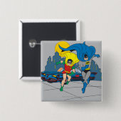 Batman en Robin Running Vierkante Button 5,1 Cm (Voorkant /achterkant)