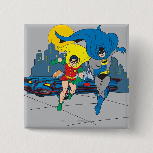 Batman en Robin Running Vierkante Button 5,1 Cm (Voorkant)