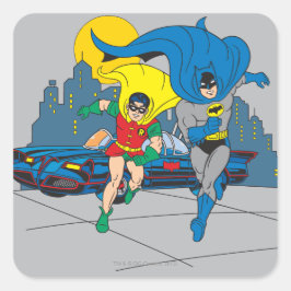 Batman en Robin Running Vierkante Sticker