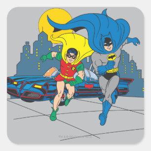 Batman en Robin Running Vierkante Sticker