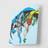 Batman en Robin Vierkante Klok (Hoek)