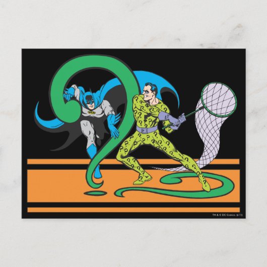Batman Fights Riddler Briefkaart (Voorkant)